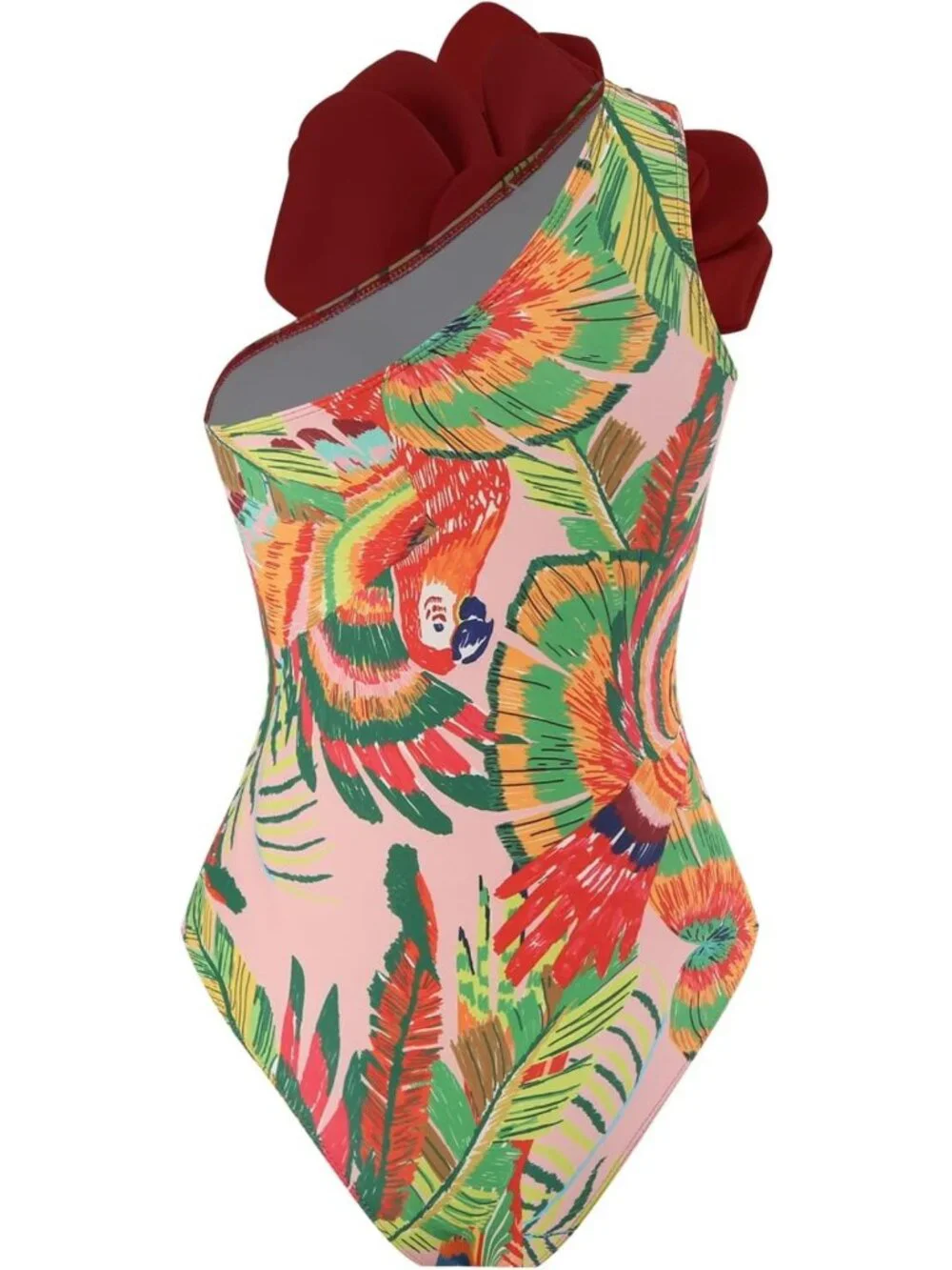 Chic One-Shoulder Women's One Piece Swimsuit with Wrap Skirt - Stylish Bathing